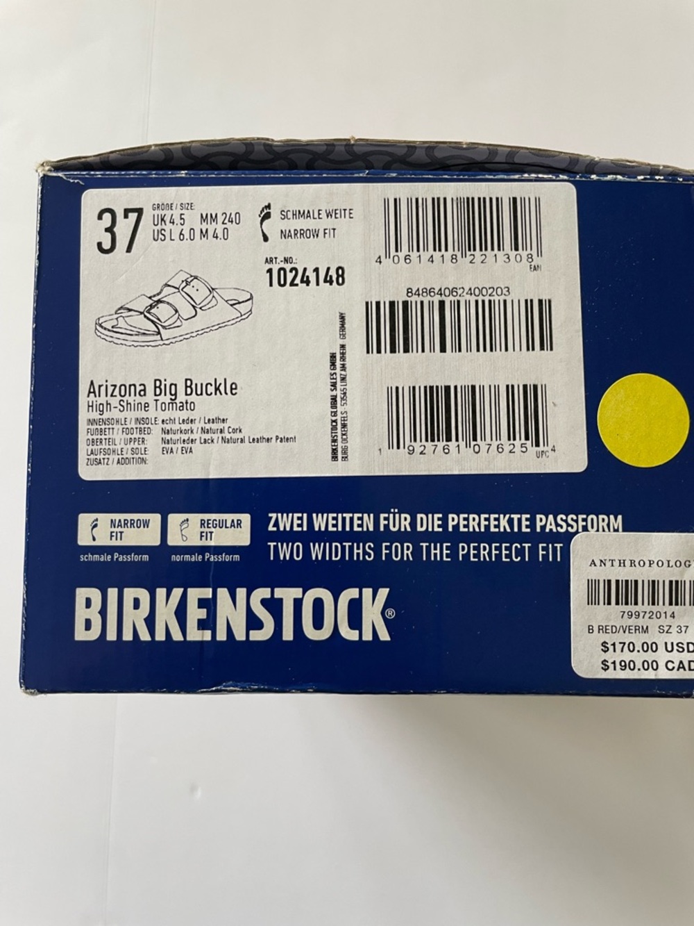 Birkenstock Arizona Big Buckle Patent Sandals Red EU 37 US 6 - Picture 6 of 6